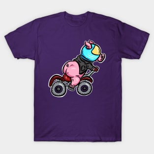 Biker Piggy Pink Pig on A Motorbike T-Shirt